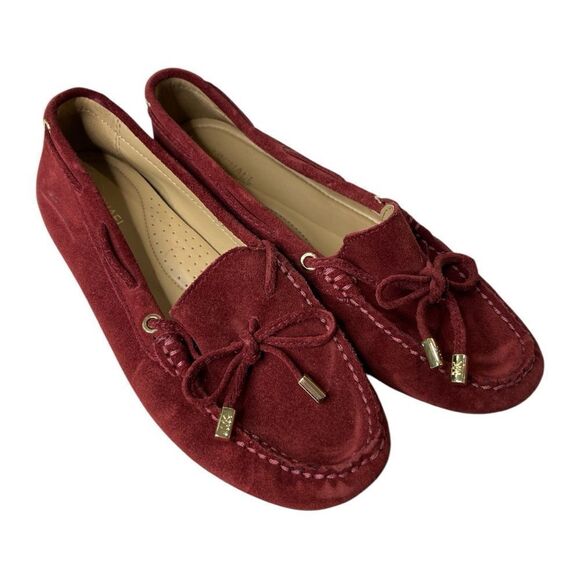 Michael Kors Red Burgundy Suede Shoes‎ Loafers Flats Sz 6 - Picture 1 of 6